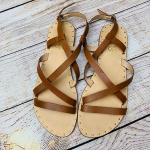 Franco Sarto Kayak sandal in tan with gold studs